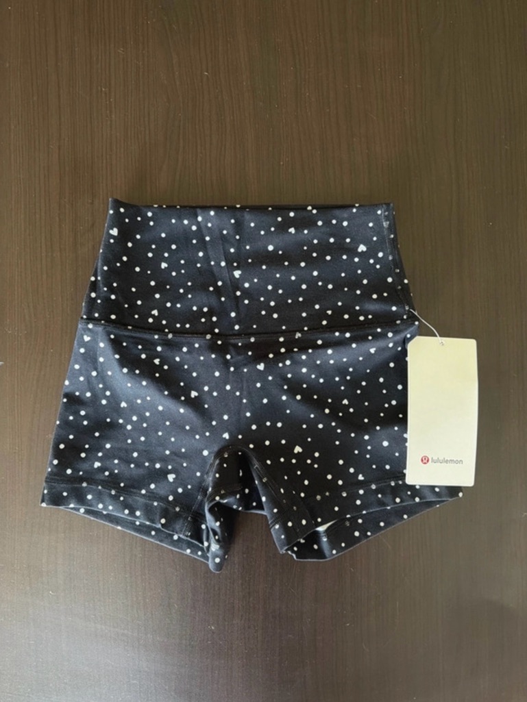Lululemon Athletica Black Dot-Print High-Rise Bike Shorts